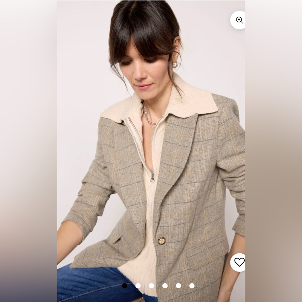 NWT Evereve Dawson plaid blazer with removable sweater dickie Med